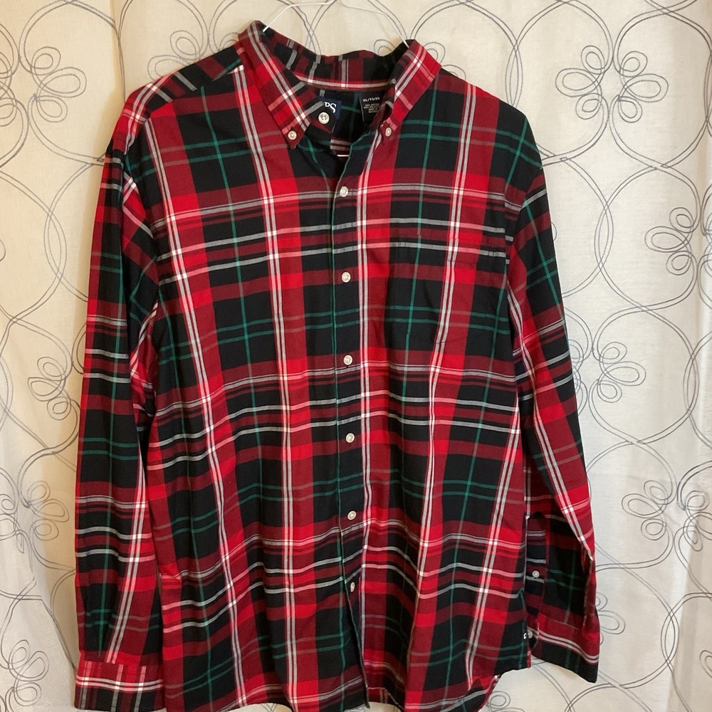 Men's Chaps red/black/green/white plaid‎ button a long sleeve flannel size XL